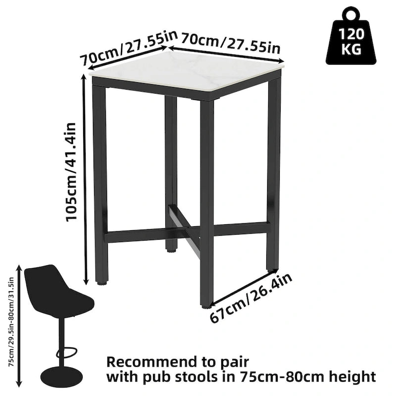 Tavolo da pranzo altezza bancone 41,4 - 27,55x27,55x41,4 pollici