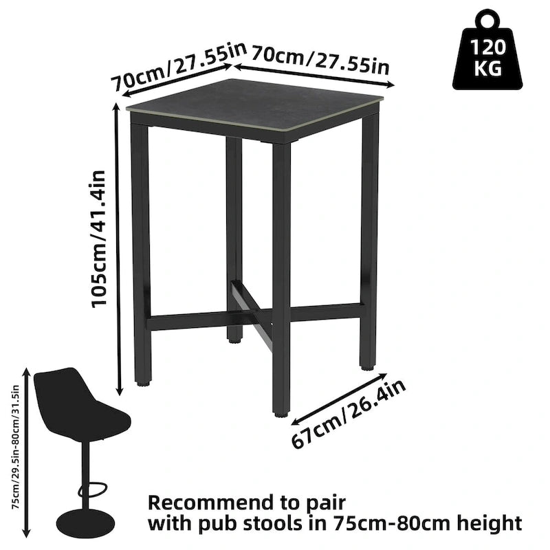 Tavolo da pranzo altezza bancone 41,4 - 27,55x27,55x41,4 pollici