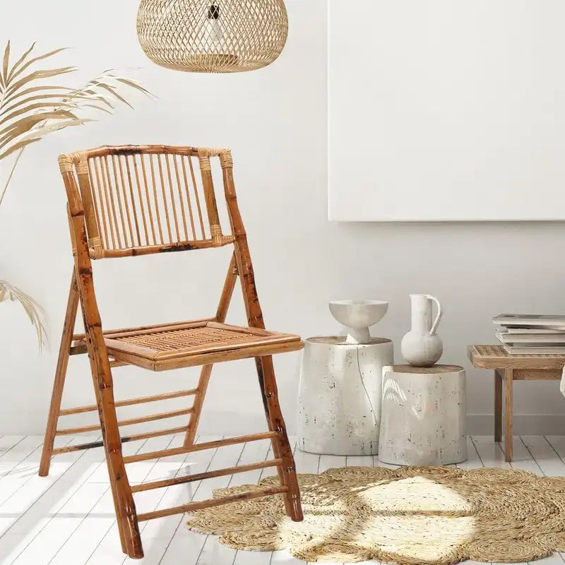 VINGLI Sedia da pranzo pieghevole in rattan e bambù per esterni e interni