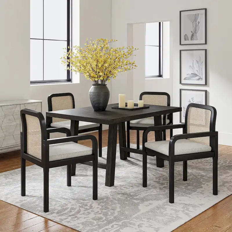 Sedia da Pranzo Antoine Modern Ratten con Schienale e Cuscino Rimovibile di HULALA HOME