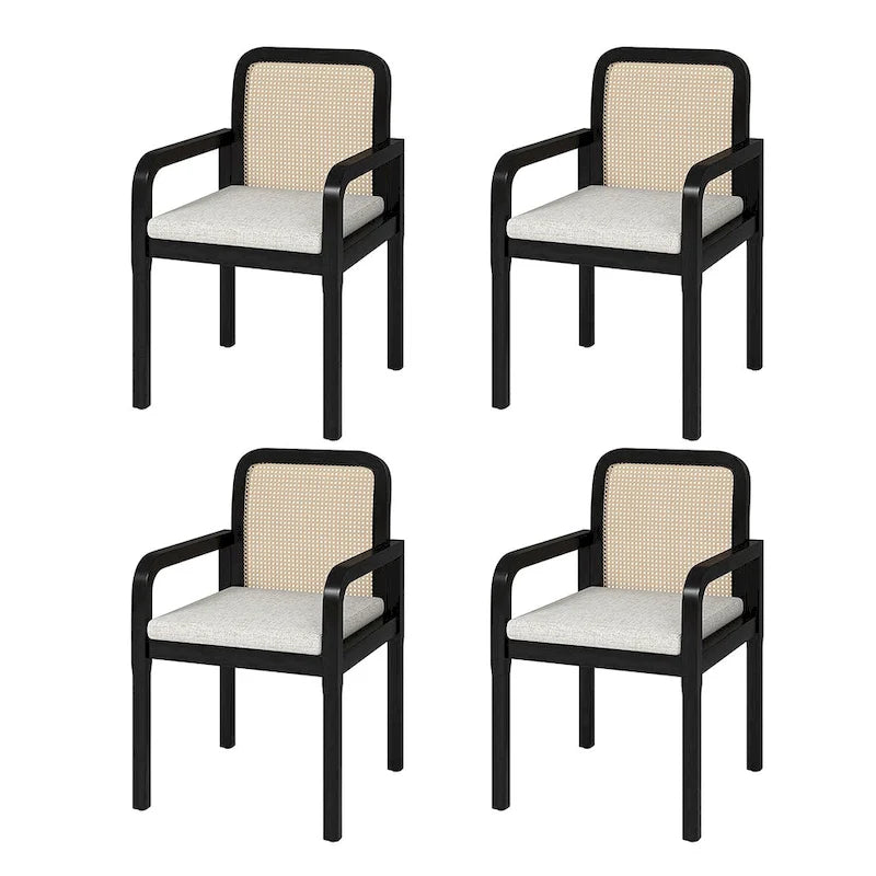 Sedia da Pranzo Antoine Modern Ratten con Schienale e Cuscino Rimovibile di HULALA HOME