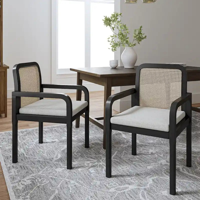 Sedia da Pranzo Antoine Modern Ratten con Schienale e Cuscino Rimovibile di HULALA HOME