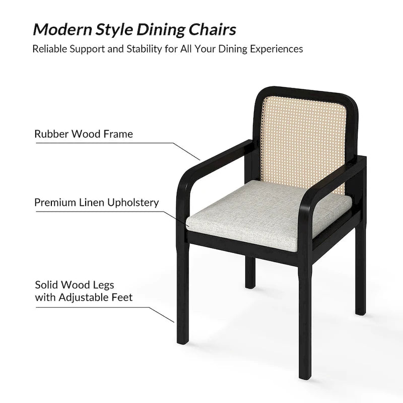 Sedia da Pranzo Antoine Modern Ratten con Schienale e Cuscino Rimovibile di HULALA HOME