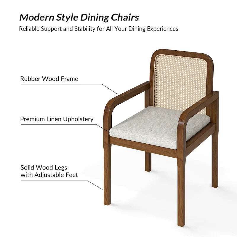 Sedia da Pranzo Antoine Modern Ratten con Schienale e Cuscino Rimovibile di HULALA HOME