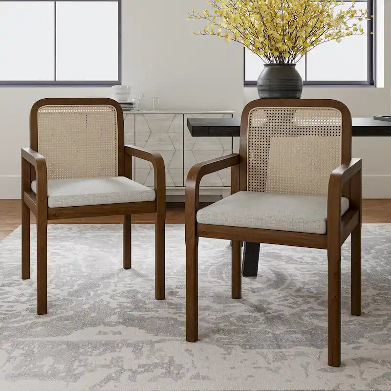 Sedia da Pranzo Antoine Modern Ratten con Schienale e Cuscino Rimovibile di HULALA HOME