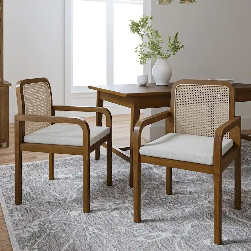 Sedia da Pranzo Antoine Modern Ratten con Schienale e Cuscino Rimovibile di HULALA HOME