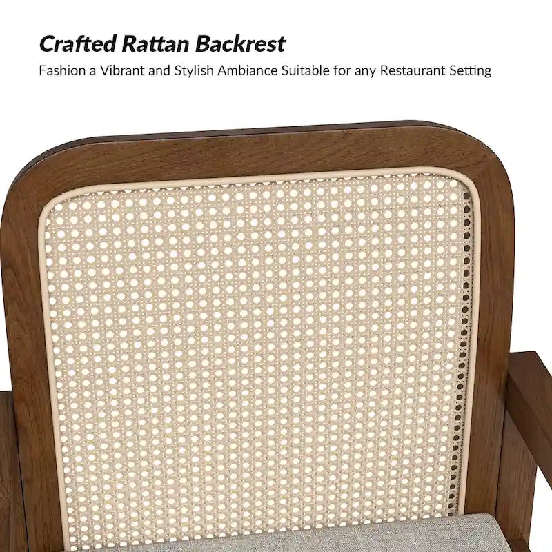 Sedia da Pranzo Antoine Modern Ratten con Schienale e Cuscino Rimovibile di HULALA HOME