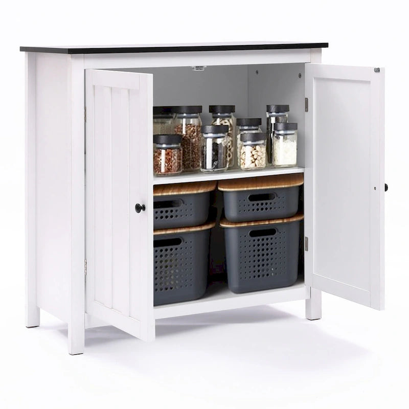 Mobile contenitore da bagno a 2 ante in MDF bianco con ripiano regolabile - 32,3 A x 31,5 L x 14,6 P