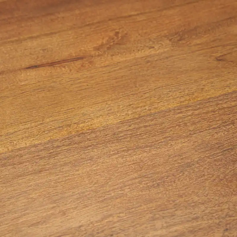 Tavolino rotondo Mitchell con piano in legno massello e base in ghisa nera