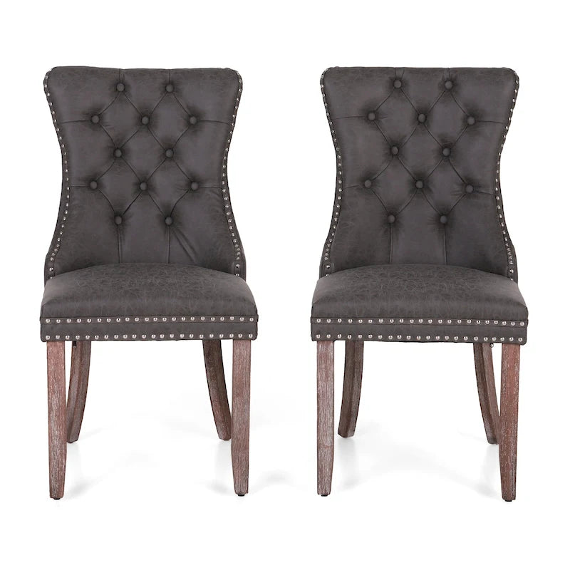 Lot de 2 chaises de salle à manger en similicuir, chaises rembourrées pour cuisine et salle à manger
