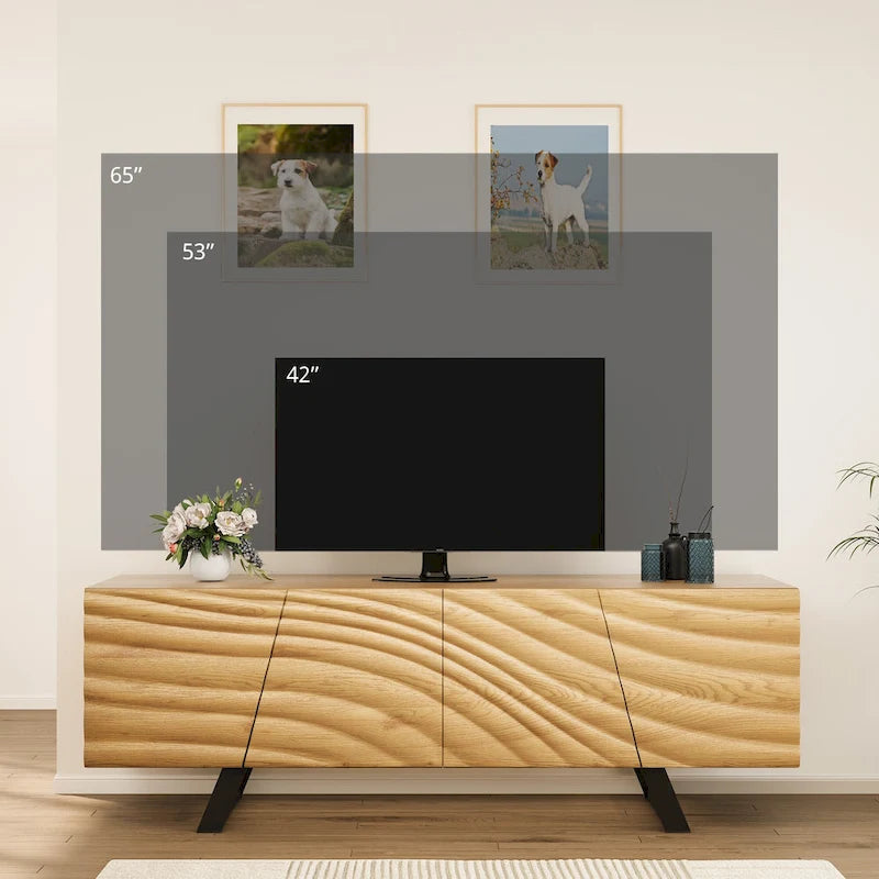 Mobile TV Moasis con 4 ante, motivo a increspature d'acqua, 63 pollici