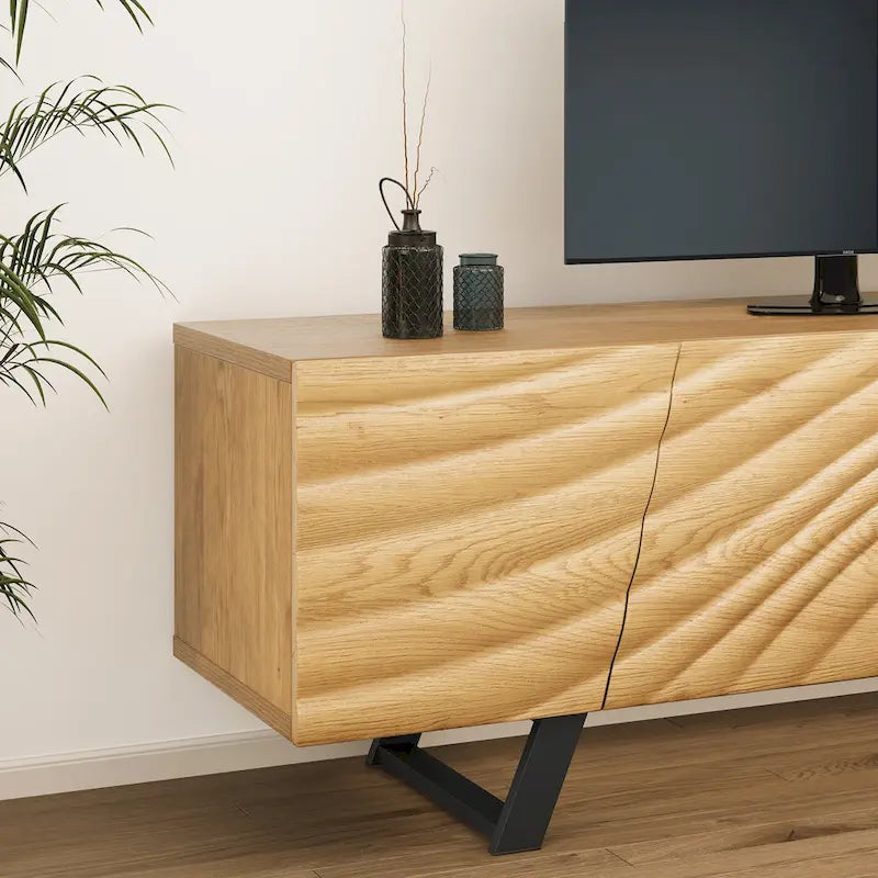 Mobile TV Moasis con 4 ante, motivo a increspature d'acqua, 63 pollici