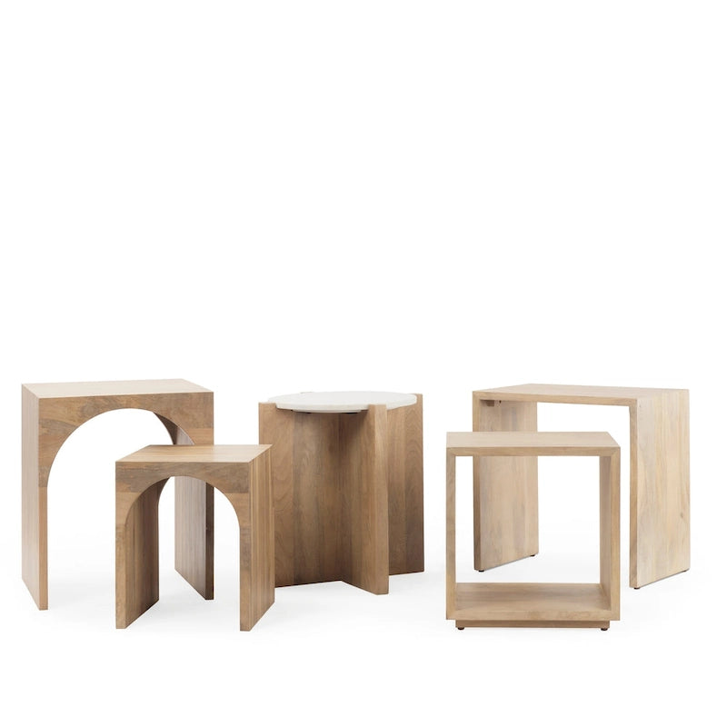 Tavolini a incastro quadrati in legno massiccio marrone chiaro Chloe (Set da 2) - 20L x 20P x 24H