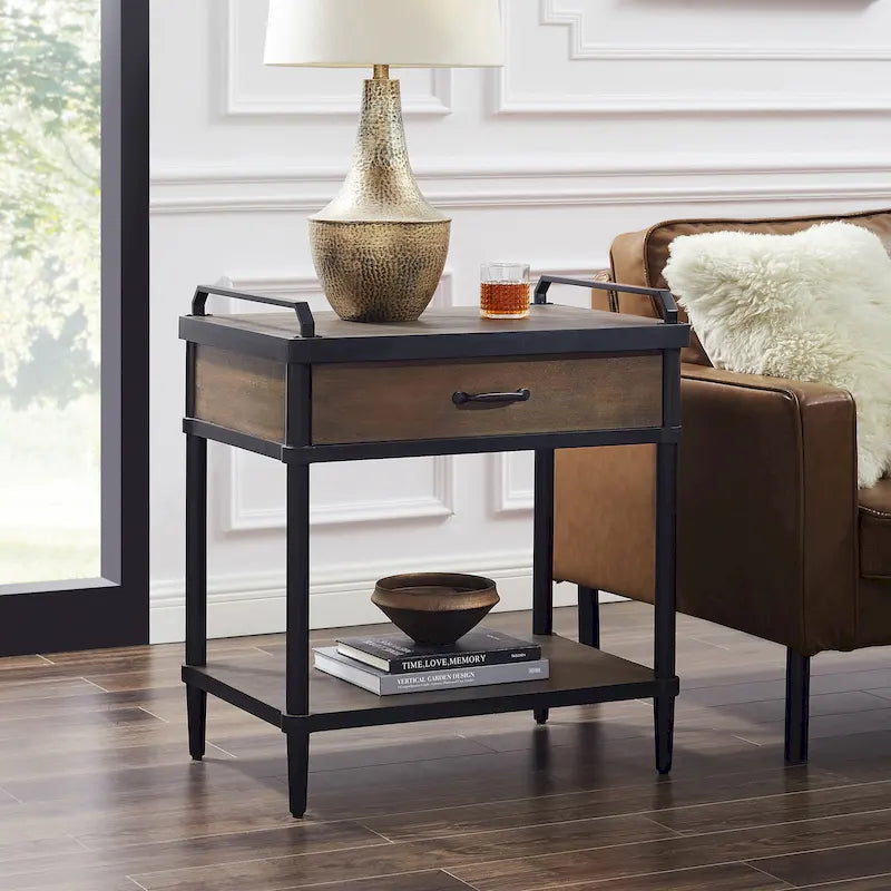 Tavolino da salotto Art Leon Mid-century in legno con cassetto