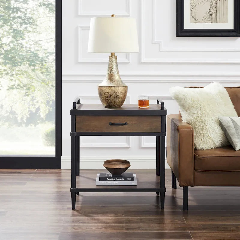 Tavolino da salotto Art Leon Mid-century in legno con cassetto