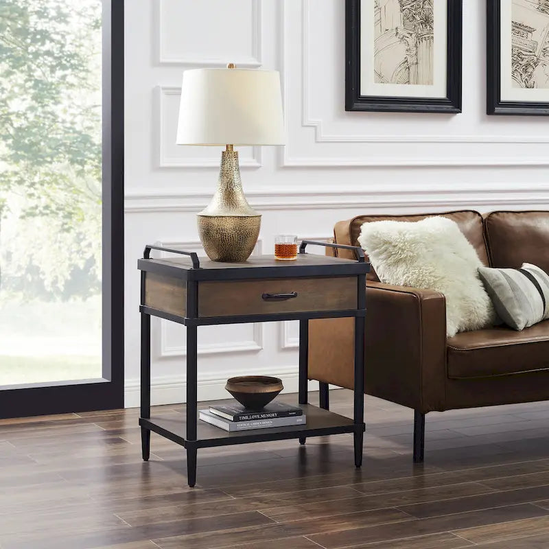 Tavolino da salotto Art Leon Mid-century in legno con cassetto