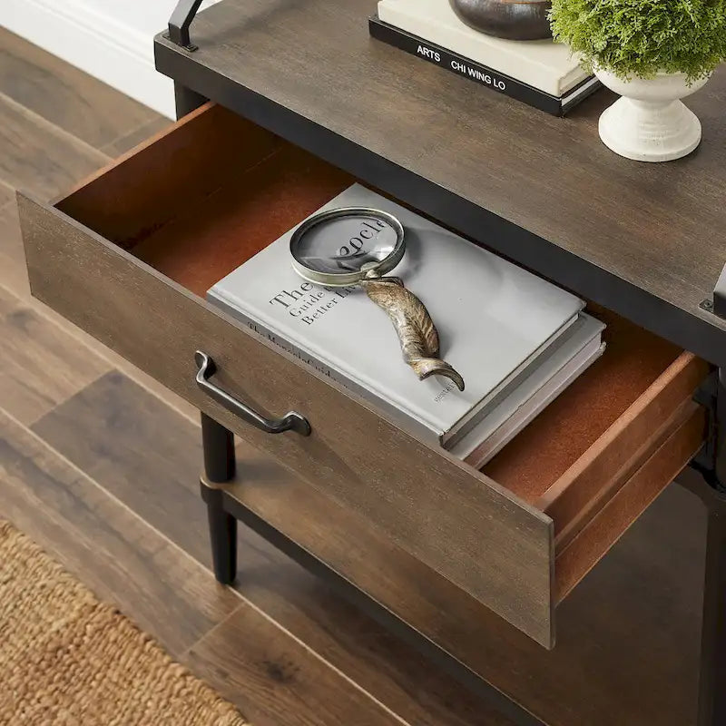 Tavolino da salotto Art Leon Mid-century in legno con cassetto