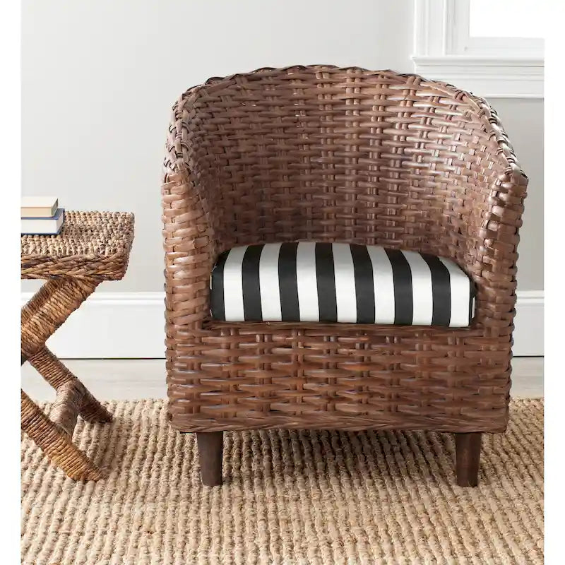 SAFAVIEH Charla Sedia a Botte in Rattan con Cuscino - 29.1 x 27.2 x 32.7 - 29Lx27Px33A
