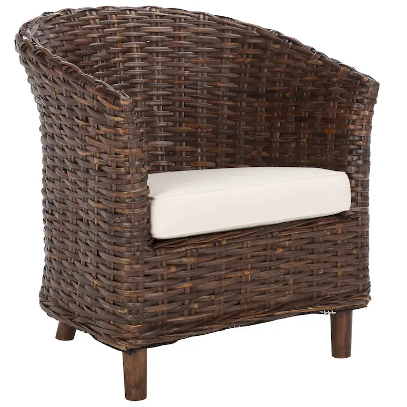 SAFAVIEH Charla Sedia a Botte in Rattan con Cuscino - 29.1 x 27.2 x 32.7 - 29Lx27Px33A