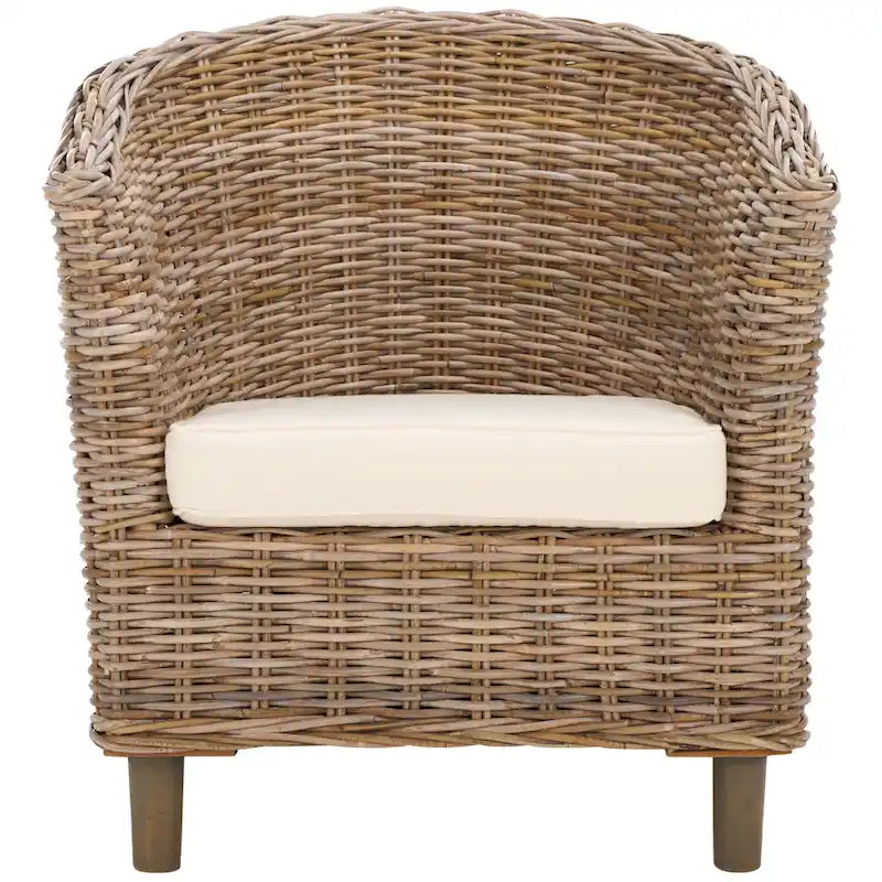 SAFAVIEH Charla Sedia a Botte in Rattan con Cuscino - 29.1 x 27.2 x 32.7 - 29Lx27Px33A
