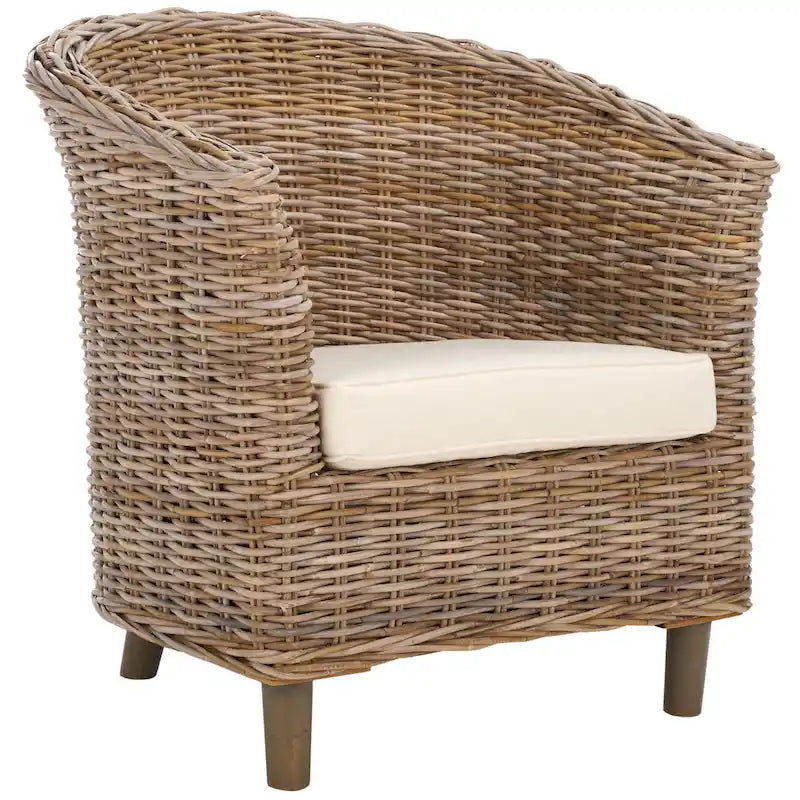 SAFAVIEH Charla Sedia a Botte in Rattan con Cuscino - 29.1 x 27.2 x 32.7 - 29Lx27Px33A
