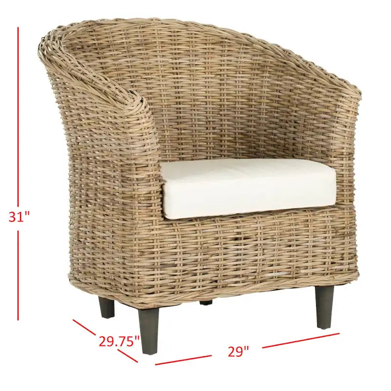 SAFAVIEH Charla Sedia a Botte in Rattan con Cuscino - 29.1 x 27.2 x 32.7 - 29Lx27Px33A