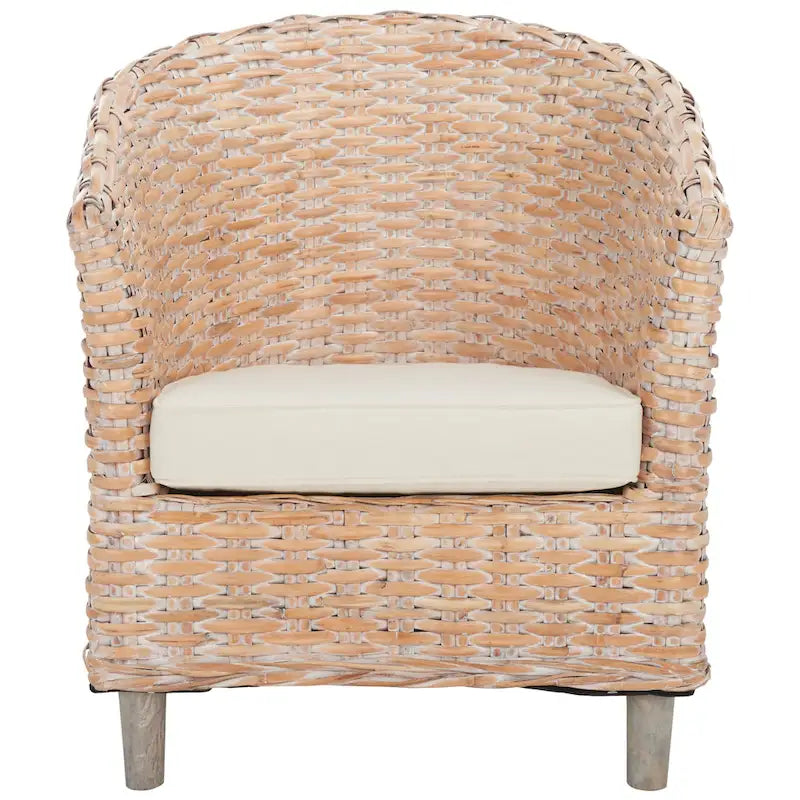 SAFAVIEH Charla Sedia a Botte in Rattan con Cuscino - 29.1 x 27.2 x 32.7 - 29Lx27Px33A