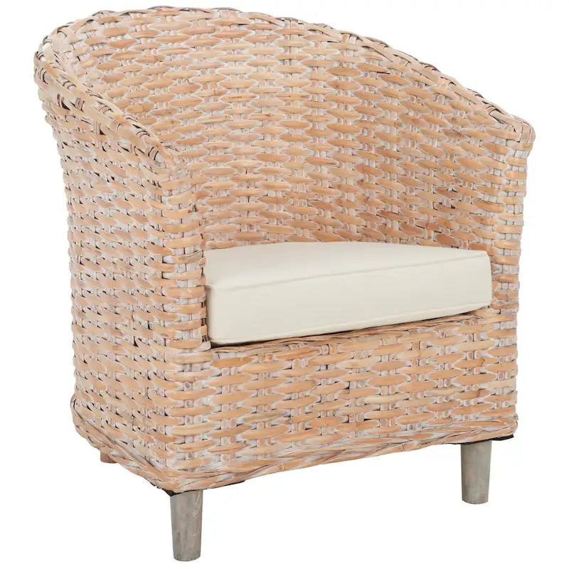 SAFAVIEH Charla Sedia a Botte in Rattan con Cuscino - 29.1 x 27.2 x 32.7 - 29Lx27Px33A