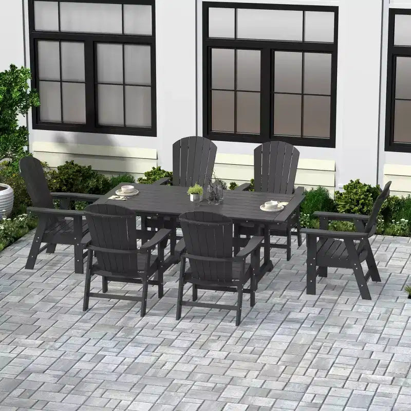 WestinTrends Set da 7 Pezzi con Tavolo da Pranzo per Esterni e Sedie Adirondack con Braccioli