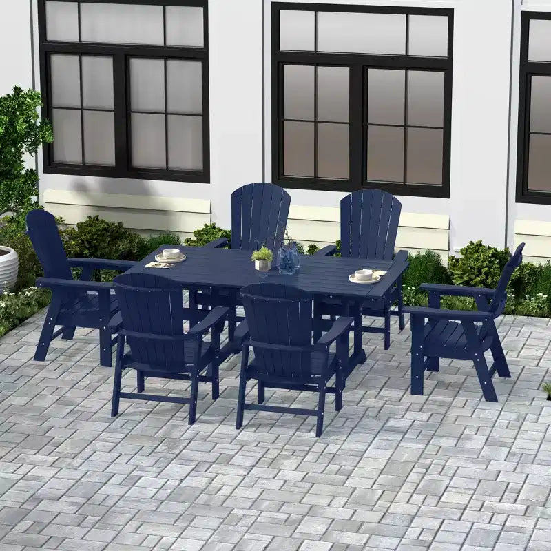 WestinTrends Set da 7 Pezzi con Tavolo da Pranzo per Esterni e Sedie Adirondack con Braccioli