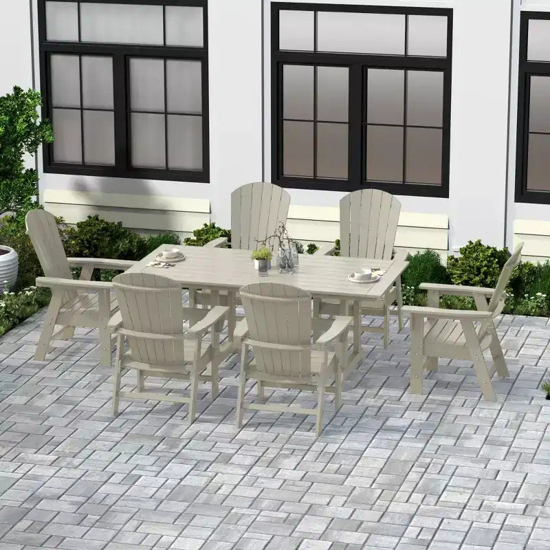 WestinTrends Set da 7 Pezzi con Tavolo da Pranzo per Esterni e Sedie Adirondack con Braccioli