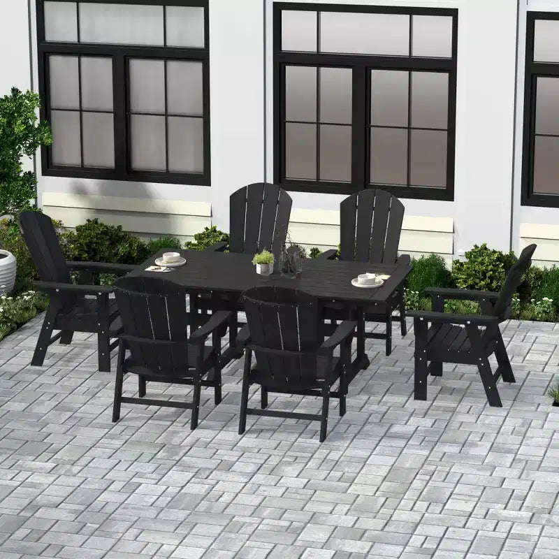 WestinTrends Set da 7 Pezzi con Tavolo da Pranzo per Esterni e Sedie Adirondack con Braccioli