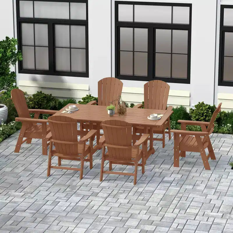 WestinTrends Set da 7 Pezzi con Tavolo da Pranzo per Esterni e Sedie Adirondack con Braccioli