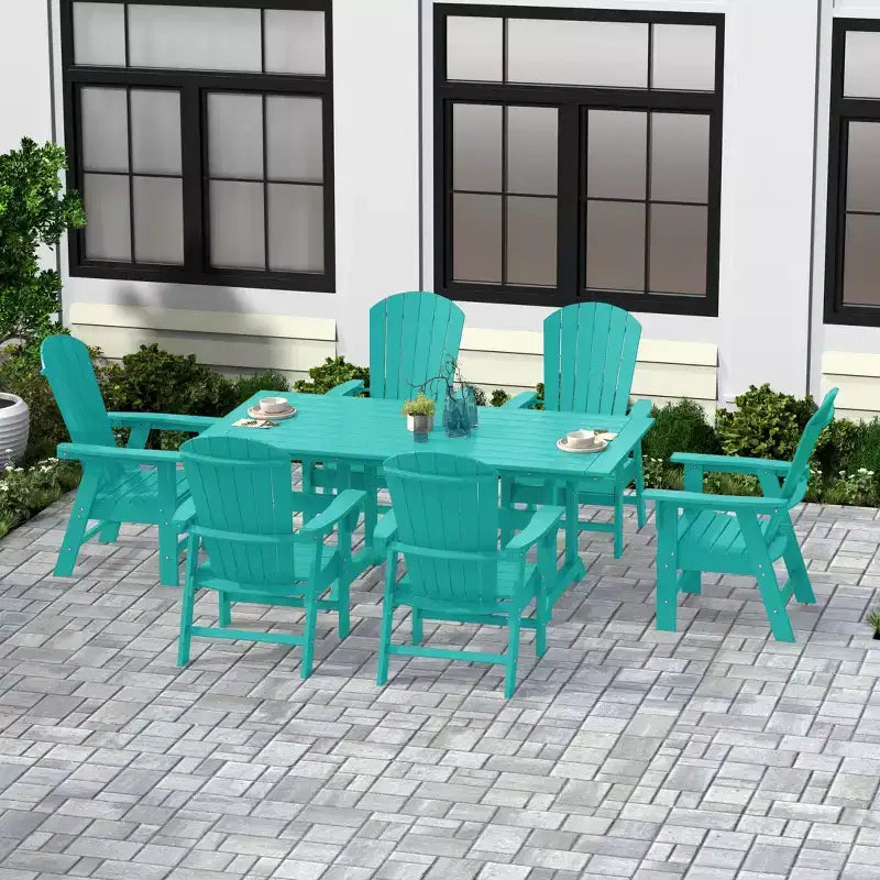 WestinTrends Set da 7 Pezzi con Tavolo da Pranzo per Esterni e Sedie Adirondack con Braccioli