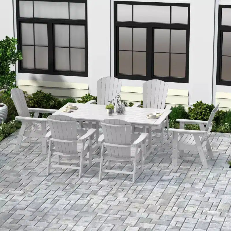 WestinTrends Set da 7 Pezzi con Tavolo da Pranzo per Esterni e Sedie Adirondack con Braccioli