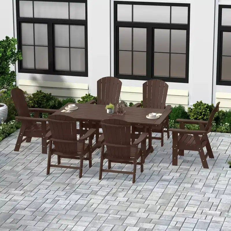 WestinTrends Set da 7 Pezzi con Tavolo da Pranzo per Esterni e Sedie Adirondack con Braccioli