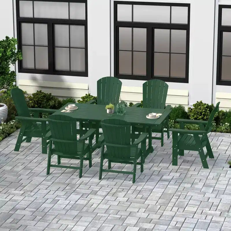 WestinTrends Set da 7 Pezzi con Tavolo da Pranzo per Esterni e Sedie Adirondack con Braccioli