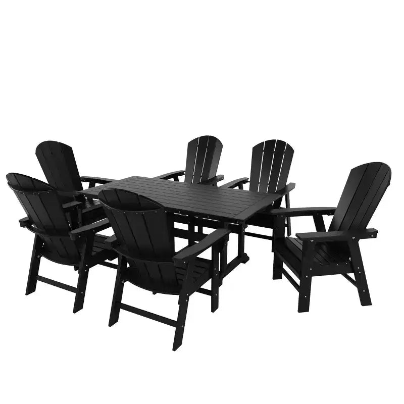 WestinTrends Set da 7 Pezzi con Tavolo da Pranzo per Esterni e Sedie Adirondack con Braccioli