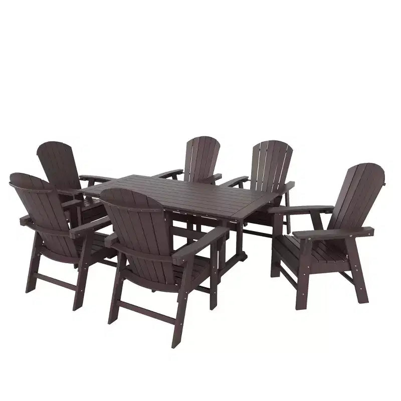WestinTrends Set da 7 Pezzi con Tavolo da Pranzo per Esterni e Sedie Adirondack con Braccioli