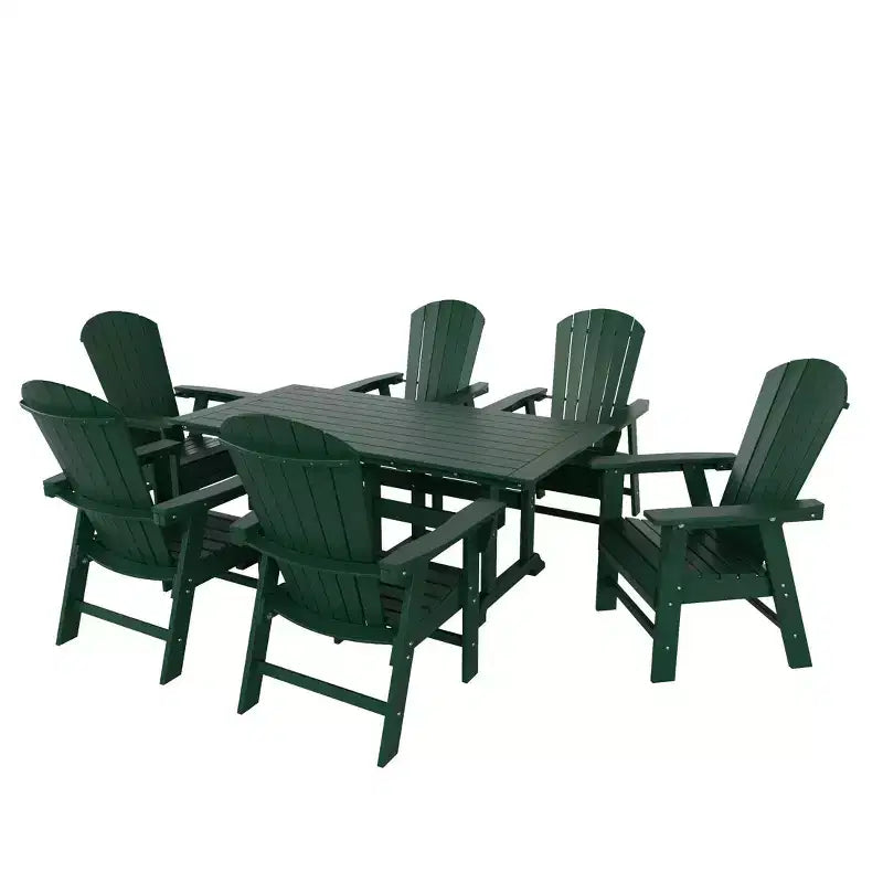WestinTrends Set da 7 Pezzi con Tavolo da Pranzo per Esterni e Sedie Adirondack con Braccioli