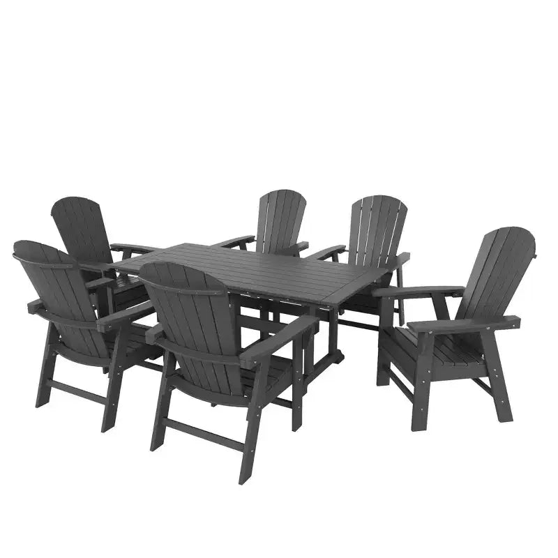 WestinTrends Set da 7 Pezzi con Tavolo da Pranzo per Esterni e Sedie Adirondack con Braccioli