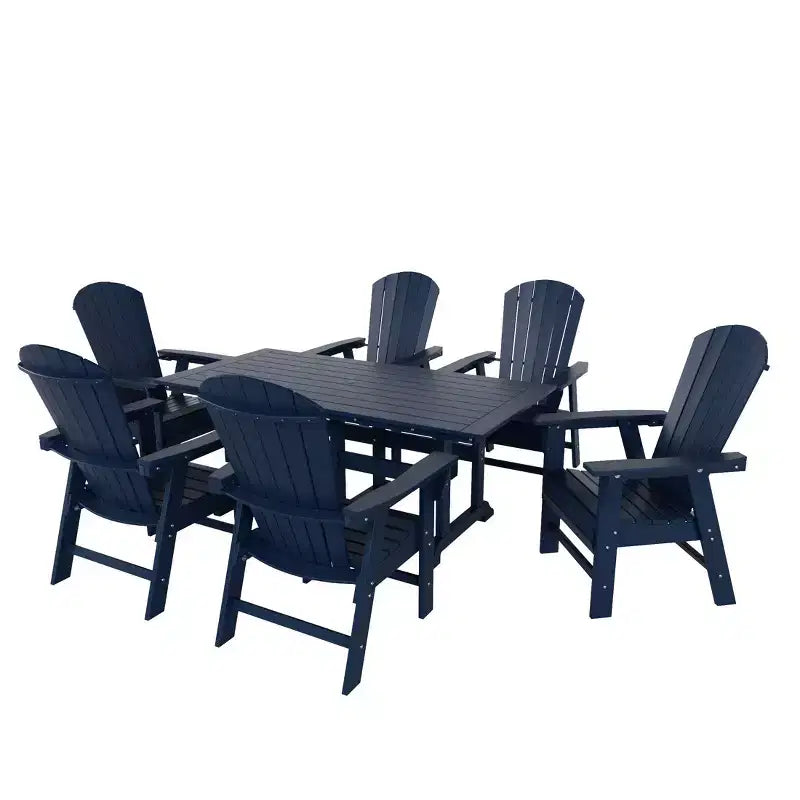 WestinTrends Set da 7 Pezzi con Tavolo da Pranzo per Esterni e Sedie Adirondack con Braccioli
