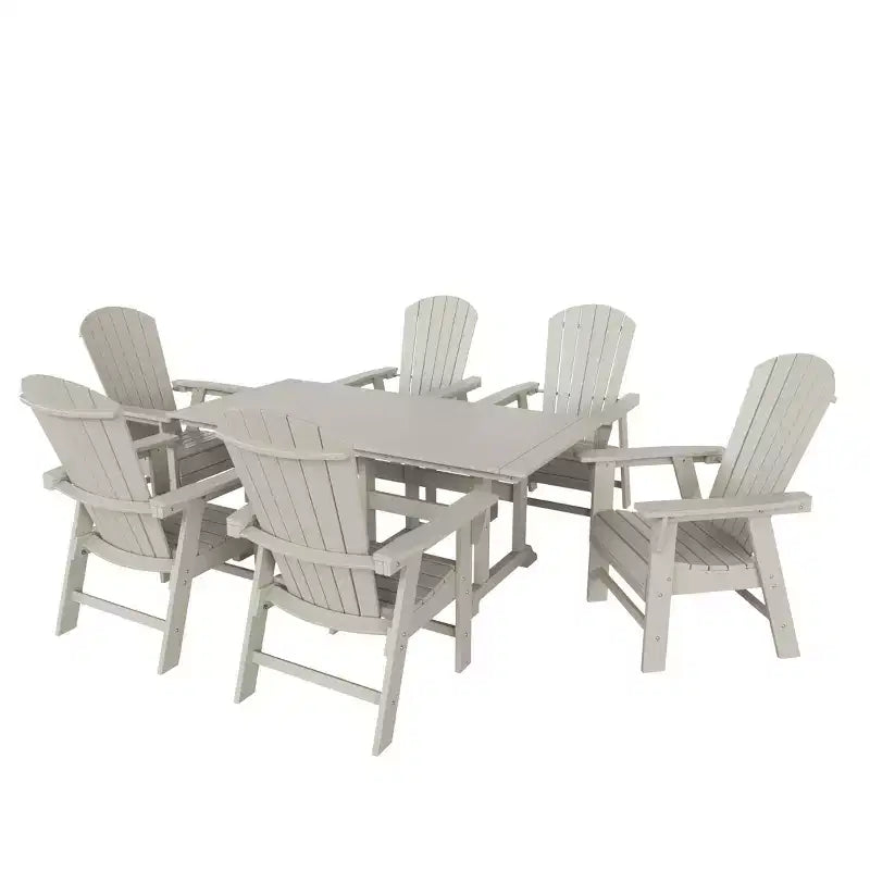 WestinTrends Set da 7 Pezzi con Tavolo da Pranzo per Esterni e Sedie Adirondack con Braccioli