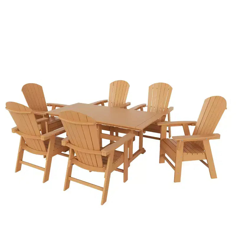 WestinTrends Set da 7 Pezzi con Tavolo da Pranzo per Esterni e Sedie Adirondack con Braccioli