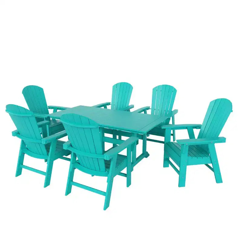 WestinTrends Set da 7 Pezzi con Tavolo da Pranzo per Esterni e Sedie Adirondack con Braccioli