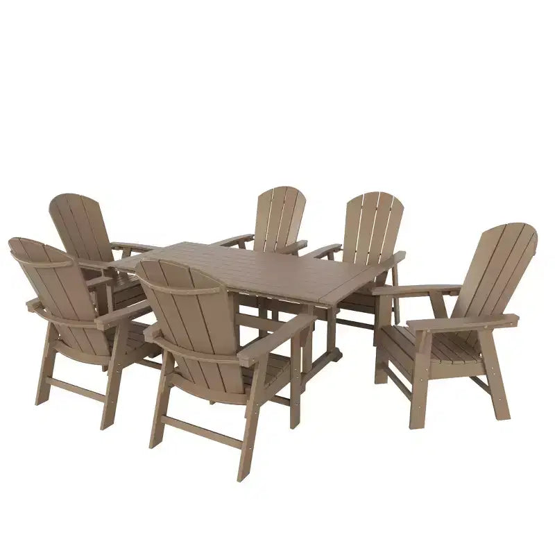 WestinTrends Set da 7 Pezzi con Tavolo da Pranzo per Esterni e Sedie Adirondack con Braccioli
