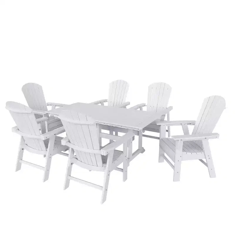 WestinTrends Set da 7 Pezzi con Tavolo da Pranzo per Esterni e Sedie Adirondack con Braccioli
