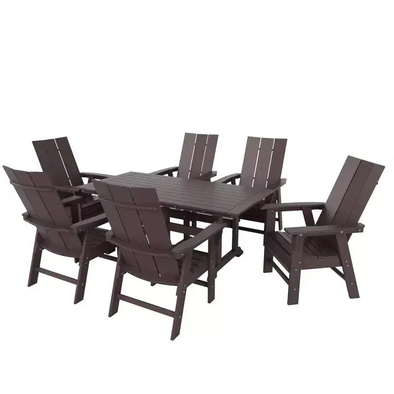 Set da pranzo da esterni WestinTrends da 7 pezzi con tavolo e moderne sedie a sdraio Adirondack