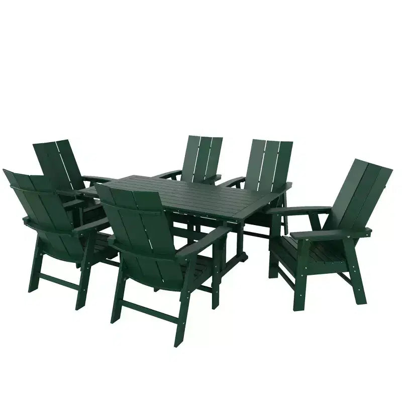 Set da pranzo da esterni WestinTrends da 7 pezzi con tavolo e moderne sedie a sdraio Adirondack