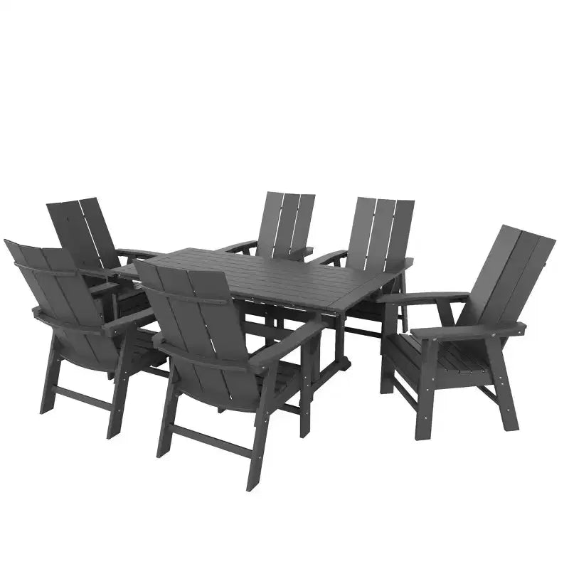Set da pranzo da esterni WestinTrends da 7 pezzi con tavolo e moderne sedie a sdraio Adirondack